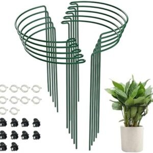 10Pack Plant Support Stakes,Half Round Durable Garden Stakes Plant Cage,Metal Plant Supports for Plants,Hydrangea,Tomato Cage,Rose,Peony,Large Support for Indoor and Outdoor Plants10 Wx15.8 H