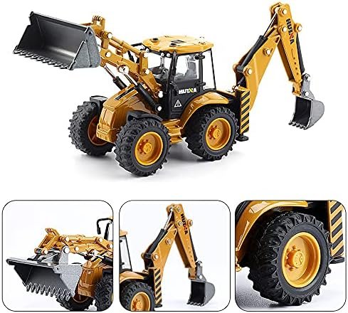 Die-cast Excavator Backhoe Front Loader Truck 1/50 Metal Engineering Vehicle Construction Tractor Model Collection Bulldozer Back Hoe Truck Decoration Toy Gift for Kids - Image 5