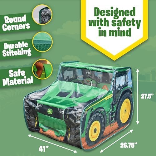 John Deere Pop Up Tent – Tractor Playhouse for Kids | Removable Key Fob with Tractor and Farm Sounds | Vehicle Toys for Toddlers - Sunny Days Entertainment - Image 6