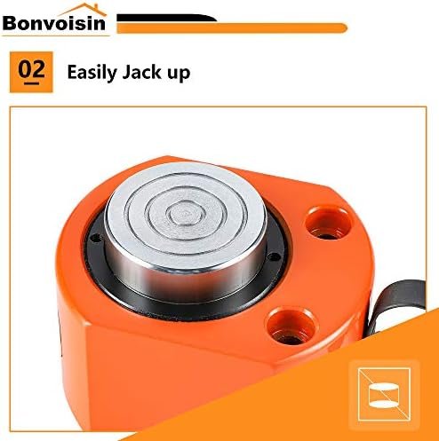 Bonvoisin 20T Hydraulic Ram Cylinder Jack Low Profile Porta Power Ram 0.55" Stroke Single-Acting Mini Jack Ram with CP-180 Hydraulic Hand Pump for Machinery Shipbuilding - Image 5