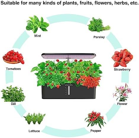 Hydroponics Growing System Indoor Garden - VOCRS 12 Pods Herb Garden Kit Indoor with LED Grow Light, Plants Germination Kit(No Seeds) with Pump System, Adjustable Height Up to 17.7" for Home, Black - Image 5