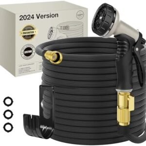 Lefree Garden Hose 100ft, Expandable Garden Hose Leak-Proof with 40 Layers of Innovative Nano Rubber,2024 Version/New Patented, Lightweight, Durable, No-Kink Flexible Water Hose (Black)