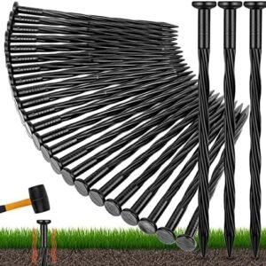 60 Count Plastic Landscape Edging Anchoring Stakes 8-Inch Garden Lawn Yard Landscaping Spikes for Paver Edging, Weed Barrier, Tent, Artificial Turf & More