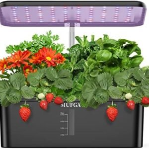 Herb Garden Hydroponics Growing System - MUFGA 12 Pods Indoor Gardening System with LED Grow Light, Plants Germination Kit(No Seed) with Pump System,Height Adjustable, Ideal Gardening Gifts for Women