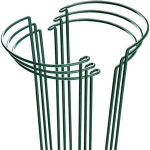 HiGift Plant Support Stakes, 6 Pack Metal Peony Cages and Supports, Garden Stakes Plant Support Cage, Large Plant Support Ring for Outdoor Indoor Plant Peony Tomato Rose Flowers Vine (10" W x 15.8" H)