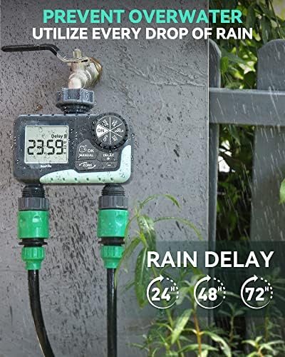 RAINPOINT Water Timer for Garden Hose - 2 Zone Sprinkler Timer with Rain Delay/Manual Watering/Automatic Irrigation Controller System - Water Hose Timer Programmable Faucet Timer for Yard Lawn - Image 4