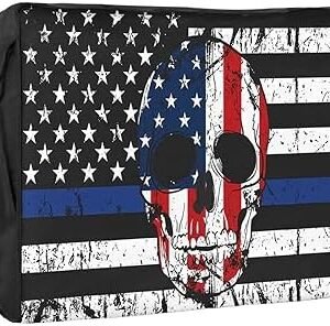 4th of July Outdoor TV Cover 43 Inch American Flag Patriotic Skull TV Enclosure Independence Day Black White Red Stripe TV Covers for Outside TV Display Screen Protector with Remote Control Pocket