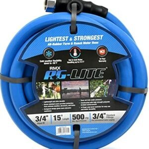 AG-LITE BSAL3415 3/4" x 15' Hot/Cold Water Rubber Garden Hose, 100% Rubber, Ultra-Light, Super Strong, 500 PSI, 50F to 190F Degrees, High Strength Polyester Braided
