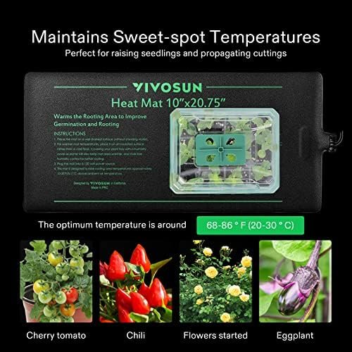 VIVOSUN 4-Pack 10" x 20.75" Durable Waterproof Seedling Heat Mat, UL & MET-Certified Warm Hydroponic Heating Pad for Germination, Indoor Gardening, Greenhouse - Image 5