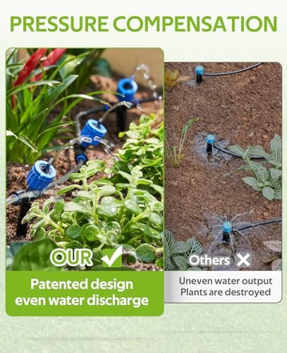 HIRALIY 50FT Garden Watering System with 12Pcs Pressure Compensation Drippers and 5-Way Connector, New Quick Connector Drip Irrigation Kits, Irrigation System for Plant - Image 3