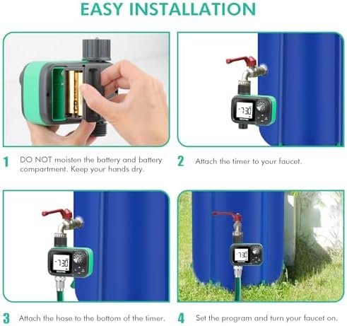 RESTMO Sprinkler Timer for Zero and Low Water Pressure, Ball Valve Hose Timer for Rain Barrel, Drip Irrigation, Outdoor Garden Faucet and Lawn Sprinkler, Automatic Digital Control and Manual Watering - Image 7