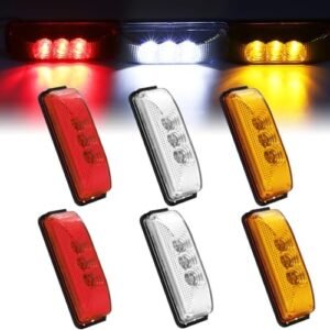 Led Trailer Lights Side Marker Lights Waterproof Side Position Indicators Lights for Trucks Car Bus Trailer Van Caravan 12V DC-24V DC(2 Red, 2 White, 2 Yellow)