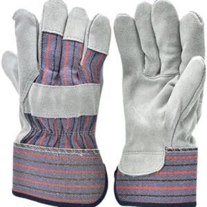 5015 5 Pair Pack Leather palm work gloves cowhide leather suede finish, single or double palm