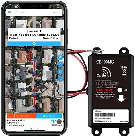 Optimus GB100M GPS Tracker for Vehicles - Easy Installation on Car's Battery - Low Cost Subscription Plan Options