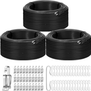 3 Rolls 20 Feet Snow Melting Cable Gutter Heater Cable Roof Snow Deicing Cable Kit Roof Plug in Heat Tape Heat Snow Melting Deicing Roof Cable with Roof Clips and Spacers 110V, 5W Per Feet