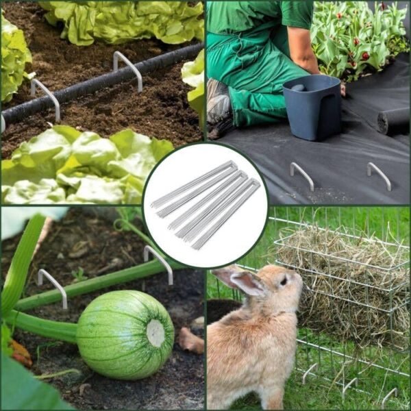 FEED GARDEN 6 Inch 50 Pack Hot-dip Galvanized Landscape Staples Plant Cover Stakes 11 Gauge Tent Stakes Garden Stakes Landscaping Fabric SOD Pins Yard Stakes for Decoration Weed Barrier Fabric - Image 7