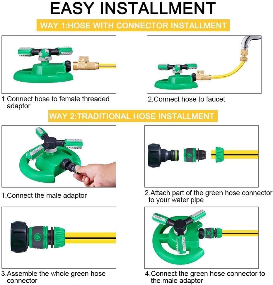 Lawn Sprinkler, Automatic Garden Water Sprinkler, Upgrade 360 Degree Rotation Irrigation System, Large Area Coverage, Sprinkler for Yard, Lawn, Kids and Garden-2 Pack(Light Green)… - Image 5