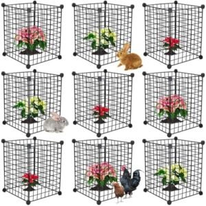 9 Pack Plant Protectors from Animals 36 Sheet Metal Mesh Wire Cloche Plant Cage DIY Combination Cages Protect Garden from Rabbits Chickens Ducks, Bunny Barricades for Flowers Vegetables(14.6 Inch)