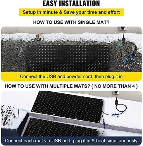 Winter Ice and Snow Melting Mat, Heated Outdoor Walkway Stair Snow Melting Pad, Melts 2 Inches o of Snow Per Hour, Anti-Slip Traction, Prevents Ice Accumulation-15ft*13in(457.2 * 33.02cm) - Image 2