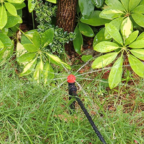 60PCS Easy-Connect Drip Irrigation Emitters for 1/4 inch Irrigation Tubing, Adjustable Water Flow Drip Emitters with Stake, 360°Sprayer for Irrigation System Watering Kits - Image 5