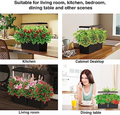 Hydroponics Growing System Indoor Garden - VOCRS 12 Pods Herb Garden Kit Indoor with LED Grow Light, Plants Germination Kit(No Seeds) with Pump System, Adjustable Height Up to 17.7" for Home, Black - Image 4