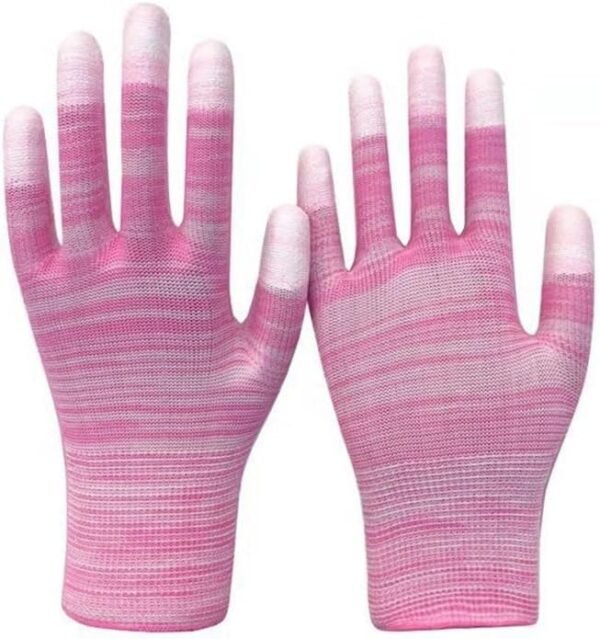 6 Pairs Colorful Gardening Gloves For Women And Men Coated Finger Gloves PU Nylon Garden Gloves Outdoor Protective Work Gloves for Winter, (Color Random) - Image 3