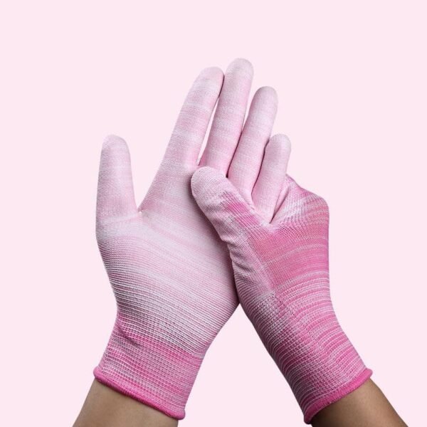 6 Pairs Colorful Gardening Gloves For Women And Men Coated Finger Gloves PU Nylon Garden Gloves Outdoor Protective Work Gloves for Winter, (Color Random) - Image 2