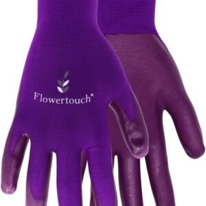 Red Steer A369 Flowertouch Lawn & Garden Gloves, Nitrile Palm, Pink, Purple or Red, Sizes S-L, Sold by Pair