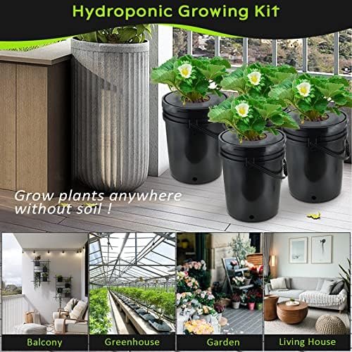 MAOPINER Deep Water Culture Hydroponic Bucket Kit with Air Pump, Airstone DWC Hydroponic System Indoor 5.28 Gallon (5 Buckets) - Image 6