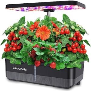 Hydroponics Growing System,12 Pods Indoor Garden System with 36W LED Grow Light, Indoor Herb Garden Plants Germination Kit with Automatic Timer, Adjustable Height, Gifts for Family (Black)