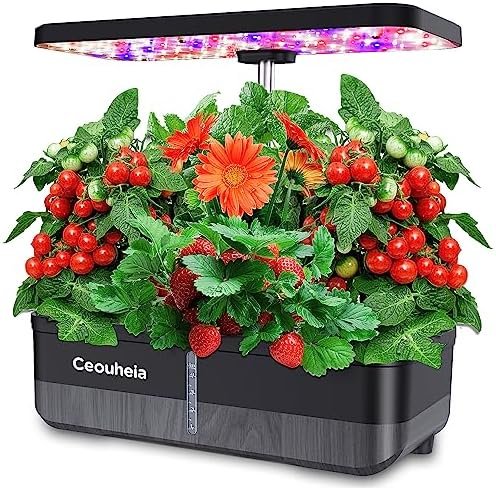 Hydroponics Growing System,12 Pods Indoor Garden System with 36W LED Grow Light, Indoor Herb Garden Plants Germination Kit with Automatic Timer, Adjustable Height, Gifts for Family (Black)
