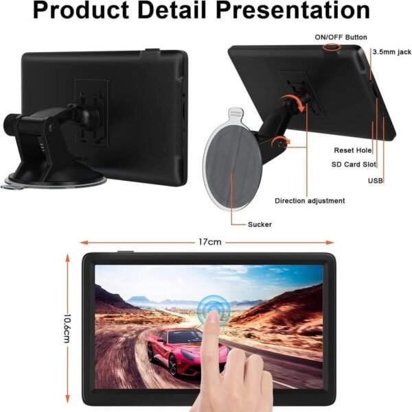 GPS Navigation for Car, Latest 2024 Map,7 inch Touch Screen Real Voice Spoken Turn-by-Turn Direction Reminding Navigation System for Cars, Vehicle GPS Satellite Navigator with - Image 3