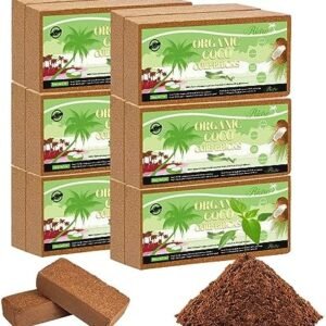 12pcs Organic Coco Coir Bricks Soil Blocks- 100% Natural Compressed Coco Peat Brick Coconut Fiber Substrate with Low EC& pH Balance, High Expansion Coco Coir Pith Coconut Husk for Garden