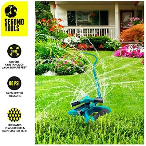 Segomo Tools 2 Pack 360 Degree Automatic Rotating Garden Sprinkler | Lawn Sprinkler | Yard Sprinkler | Lawn Watering Sprinkler | Sprinklers for Yard | Rotating Sprinklers for Yard - Image 5