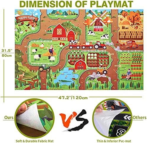 Oriate Farm Tractor Toys Vehicle with Farm Animals & Activity Play Mat, 38 Piece Educational Realistic Kid's DIY Farm Diecast Set, Including Sprayer, Harvester, Cow, Horse for Children's Birthday Gift - Image 4