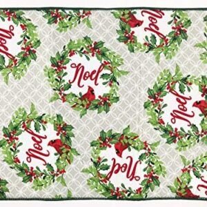 Decorative Holiday Christmas Dish Drying Mat: Holly and Berries in Artistic Arrangement with Reversible Waffle Texture Design 15 x 20… (Traditional)