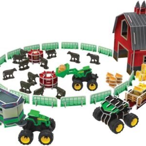 ERTL John Deere Buildable Farm Toy Play Set with Toy Tractors and 12 Toy Animals - Kid’s Building Set for Creative Play - Ages 6 Years and Up