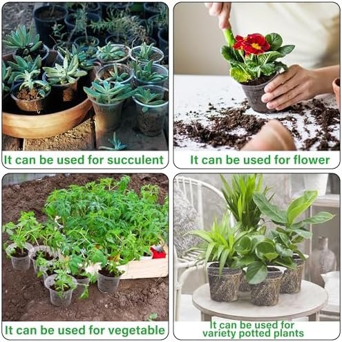 winemana 4 Inch Seed Starter Tray for Vegetable Herb Lettuce Seeds, Plant Pots for Potting Soil Indoor Plants, Clear Nursery Pots Plastic Planting Pots Garden Flower Pots- 60 Packs - Image 7
