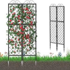 2 Pack Metal Garden Trellises for Climbing Plants, 77.2 Inch Tall Metal Fence Plant Support Trellis for Flower and Vagetable