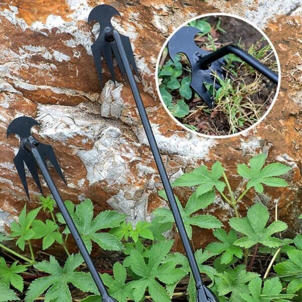 Garden Weed Puller Tool, 4 Teeth Weeding Artifact Uprooting Weeding Tool with Handle Multifunctional Weeders Tool (10.6 in, Black) - Image 7