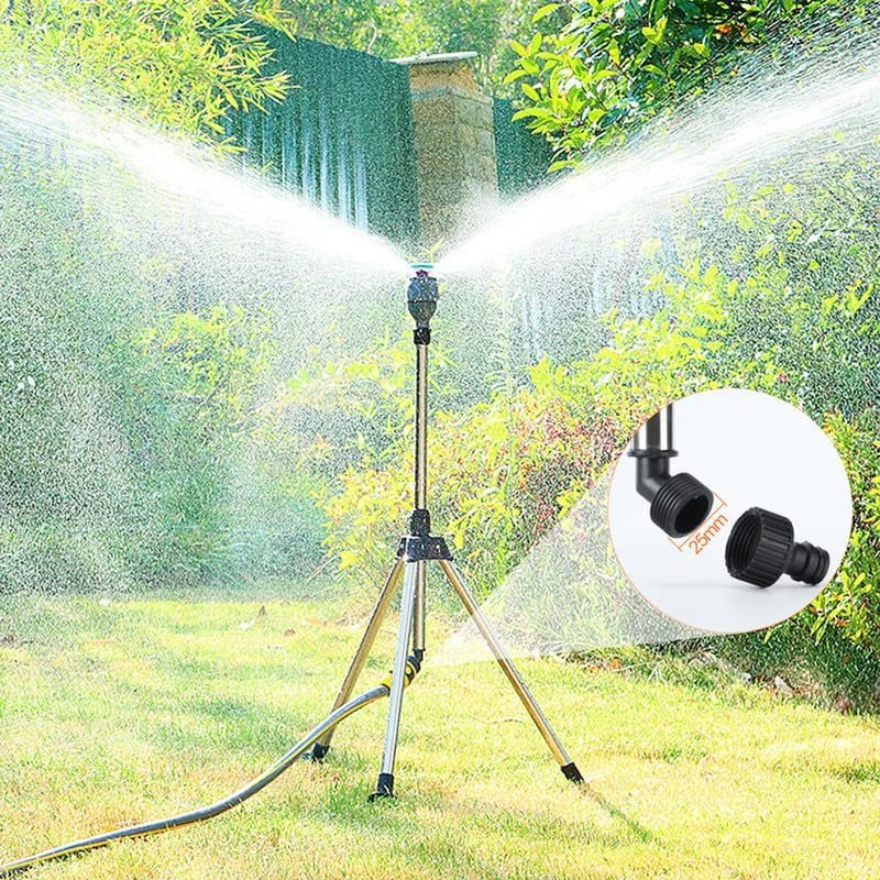 Rotating Tripod Sprinkler, Upgraded Stainless Steel Automatic Rotary Irrigation Tripod Telescopic Support Sprinkler with 360 Degree Large Area Coverage, Watering Sprinklers for Lawn Yard Garden - Image 3
