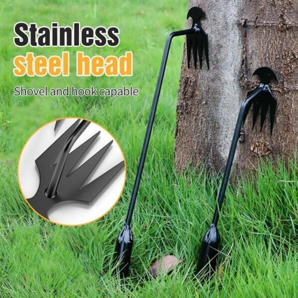 Garden Weed Puller Tool, 4 Teeth Weeding Artifact Uprooting Weeding Tool with Handle Multifunctional Weeders Tool (10.6 in, Black) - Image 4
