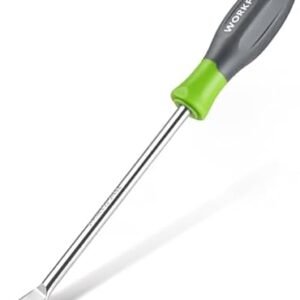 WORKPRO 11.5" Dandelion Weeder Puller Tool with Soft Handle, Polished Stainless Steel Garden Weed Remover Tool, Two-Pronged Fork Weeder Tool for Lawn Farmland Transplant Gardening Plant Tool