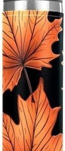 Insulated Mug with Maple Leaf Print Stainless Steel Water Bottle for Sports and Travel, Premium Thermal Travel Coffee Mug