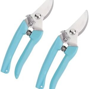 2pcs Garden Flower Shears Pruning Shears 6.9 inches Scissors Heavy Duty Plant Scissors for Cutting Flowers, Trimming Plants, Bonsai, Fruits Picking (Blue Handle 2pcs)