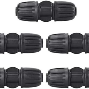 5 Pack 1/2" Drip Irrigation Fittings, Lock Barbed Straight Connectors, 1/2 inch Drip Connectors for Tubing(1/2" ID x 0.65" OD), Anti-Drop Straight Connect for Irrigation Tubing