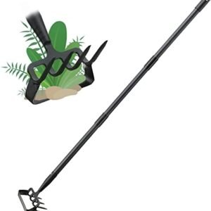 Stirrup Hoe and Cultivator Garden Tool Heavy Duty, Scuffle Loop Hula Action Hoe Weeding Gardening Hand Tools for Women Kids Men, Metal Weeder Scraper Garden Hoe Rake Weed Puller Long Handle