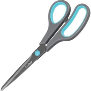 Teflon Coating Scissors, Stainless Steel Blades, Soft Grip Handle, Suitable for Households,Offices and Schools, All Purpose, Blue/Grey, 21.5 cm