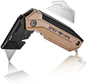 Spec Ops Tools Folding Utility Knife,Includes 3 Blades in Handle Storage, 3% Donated to Veterans