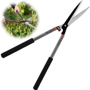 Garden Hedge Shears, 30” Hedge Trimmer Gardening Shears for Bush Trimming, Hedge Clippers Yard Tools with 10” Non-Stick Sharp Blade, Limb Notch, Long Handle, Manual Metal Cutter for Borders Landscape
